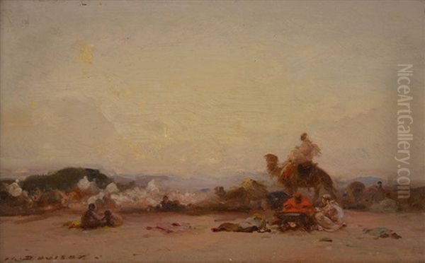 Caravane Au Repos (orientaliste) Oil Painting by Henri Duvieux