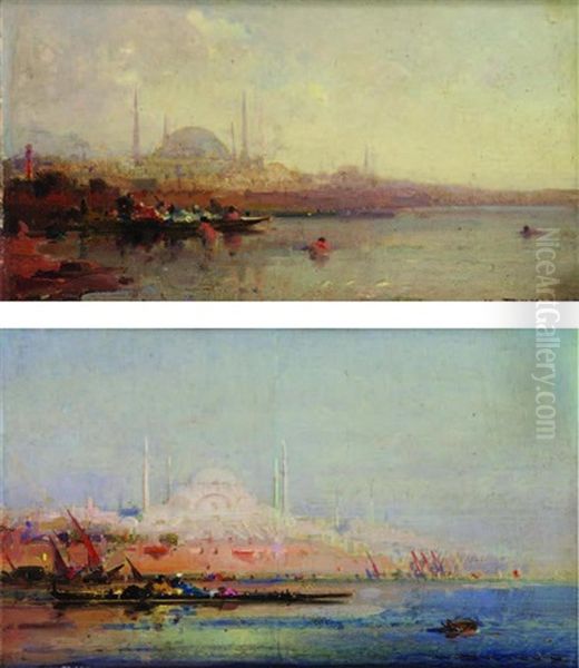 Istanbul (+ Another; 2 Works) Oil Painting by Henri Duvieux