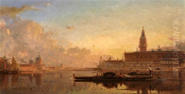 Voilier Sur Le Grand Canal A Venise Oil Painting by Henri Duvieux