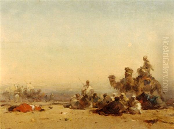 Bivouac D'une Caravane Oil Painting by Henri Duvieux