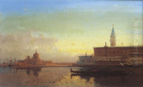 Vue De La Salute, Venise Oil Painting by Henri Duvieux