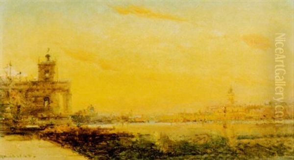 Sonnenuntergang Uber Venedig Oil Painting by Henri Duvieux