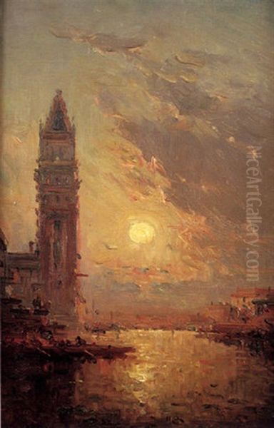 Claire De Lune Sur Le Grand Canal Oil Painting by Henri Duvieux