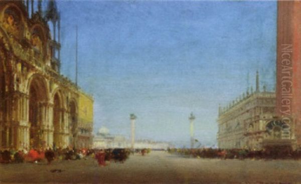 St. Marks Square, Venice Oil Painting by Henri Duvieux