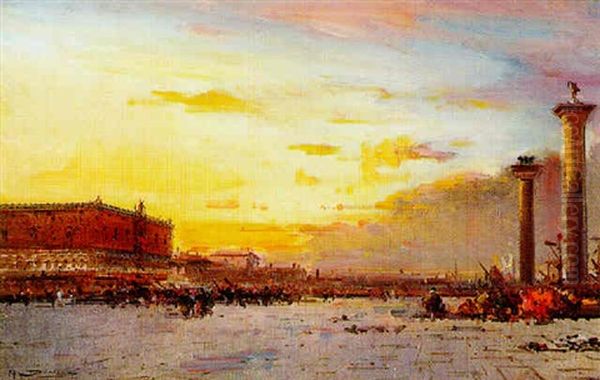 Place Saint-marc, Venise Oil Painting by Henri Duvieux