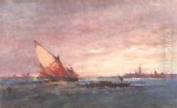 Blick Von Der Insel San Giorgio Maggiore Auf Venedig Oil Painting by Henri Duvieux