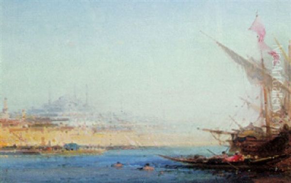 A View Of Istanbul Oil Painting by Henri Duvieux