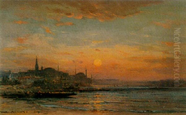 Coucher De Soleil Sur La Corne D'or Oil Painting by Henri Duvieux