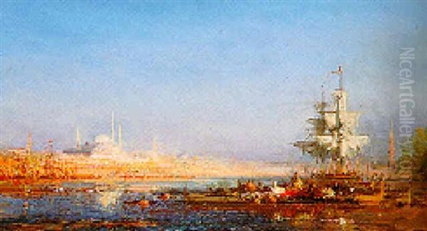 A View Of Constantinople Oil Painting by Henri Duvieux