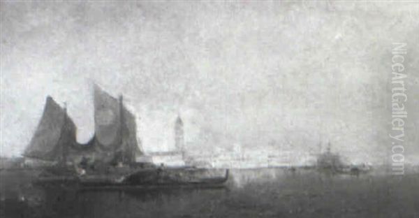 View Of The Grand Canal From The Bacino Oil Painting by Henri Duvieux