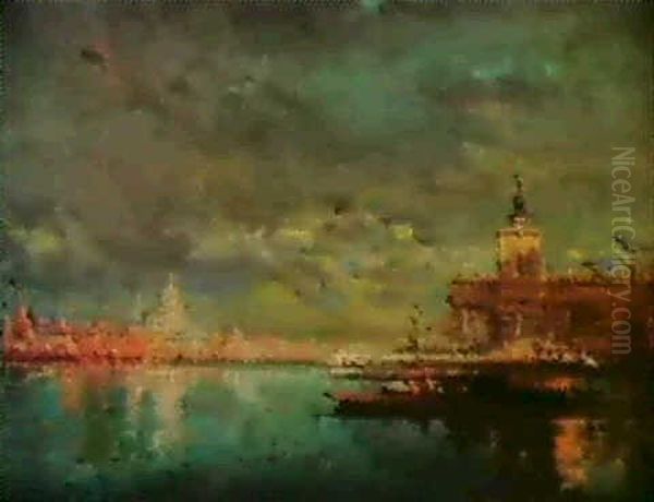 Venise La Dogana Oil Painting by Henri Duvieux