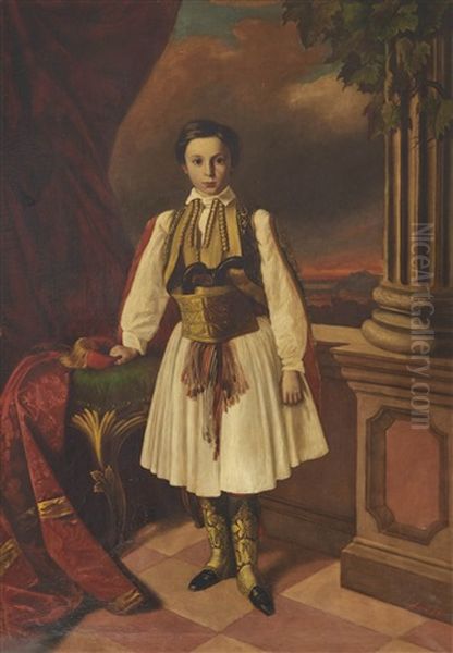 Portrait Of A Young Hungarian Nobleman Oil Painting by Zsigmond Dux