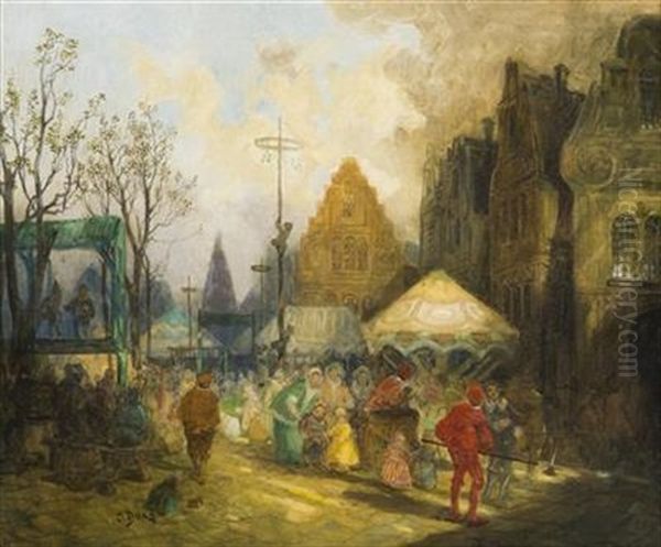 At The Market Oil Painting by Carl Duxa