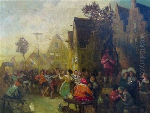 Festende Hollander In Einer Kleinen Stadt Oil Painting by Carl Duxa