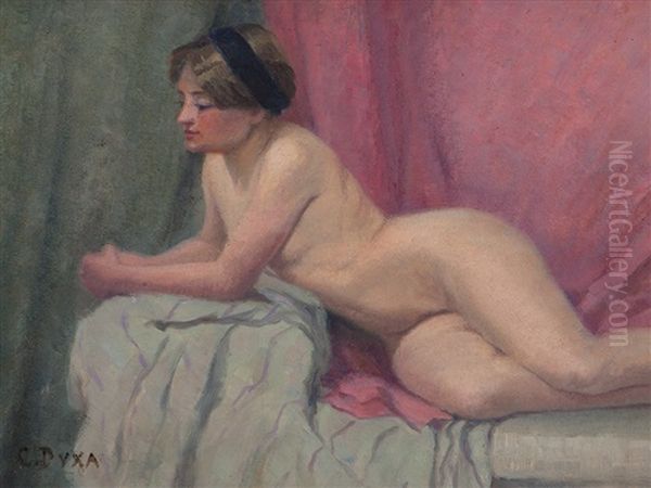 Reclining Nude, Austria Oil Painting by Carl Duxa