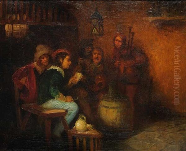 A Company Of Drinkers Oil Painting by Carl Duxa