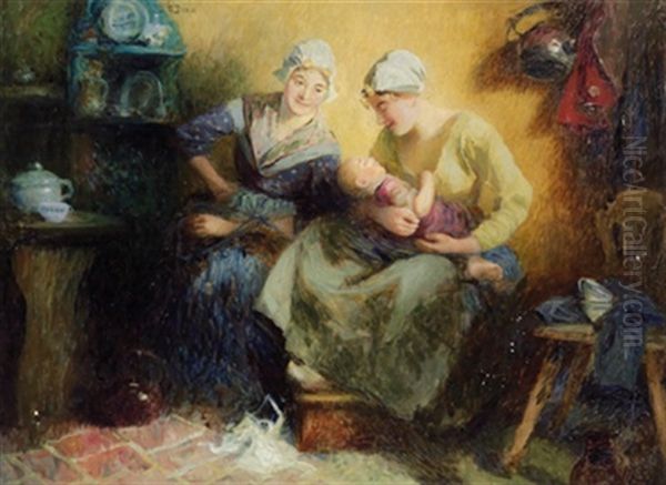 Die Verliebte Mutter, Die Wehmutige Tante Oil Painting by Carl Duxa