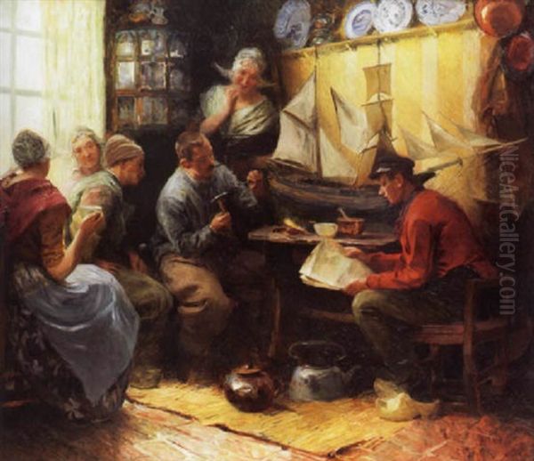 Interieur Mit Hollandischem Schiffs-modellbauer Und Seiner Familie Oil Painting by Carl Duxa