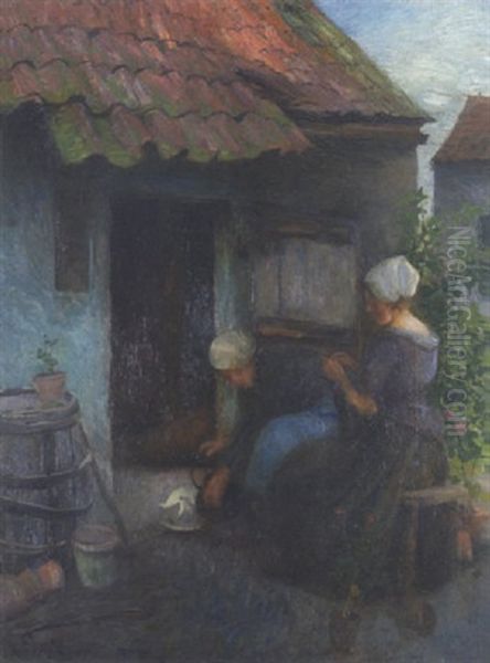 Zwei Junge Hollanderinnen Oil Painting by Carl Duxa