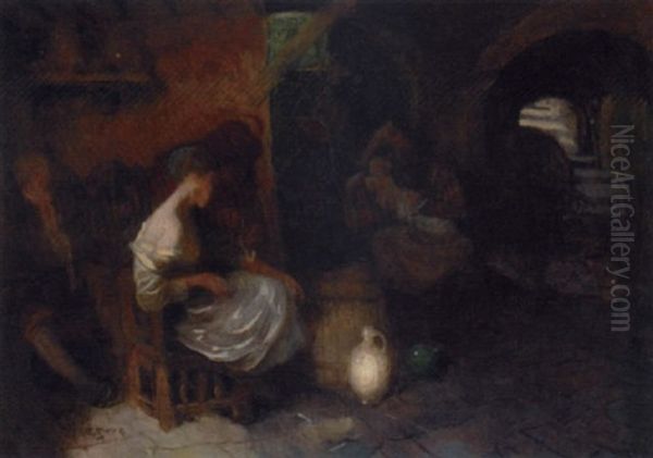 Figures In An Interior by Carl Duxa