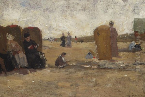 At The Beach Of Scheveningen Oil Painting by Floris Arntzenius