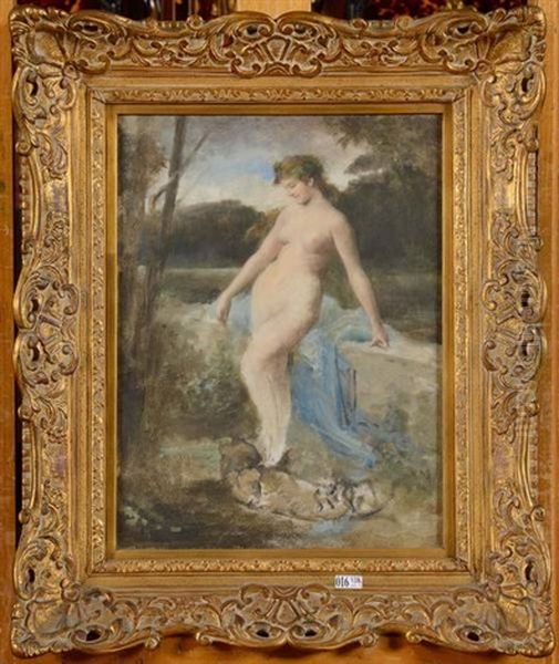 Femme Nue Au Tigre Oil Painting by Edward Duyck