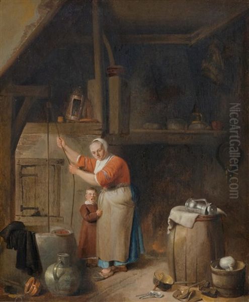 Kitchen Scene With A Maid And A Child Oil Painting by Pieter Jacobsz Duyfhuysen