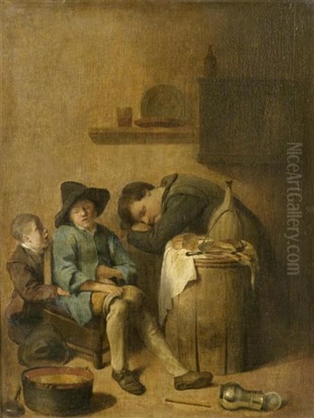 Interieur Mit Zwei Schlafenden Herren Oil Painting by Pieter Jacobsz Duyfhuysen