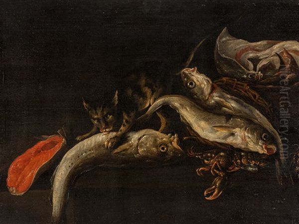 Fish Still Life Oil Painting by Isaac Van Duynen