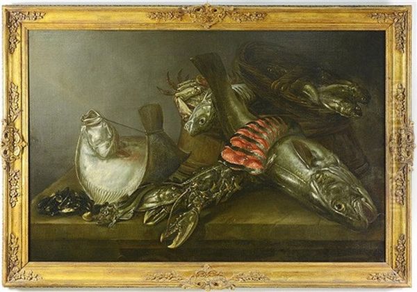 Still Life With Fish Oil Painting by Isaac Van Duynen