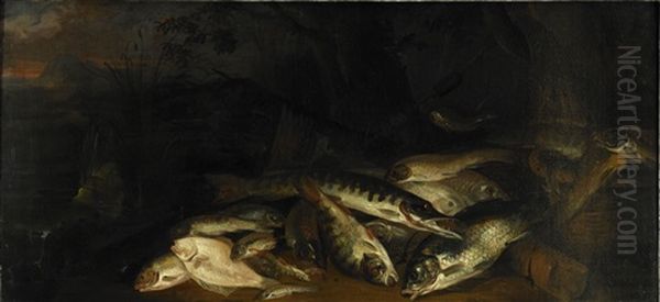 Fiskstilleben Oil Painting by Isaac Van Duynen