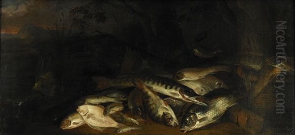 Fiskstilleben Oil Painting by Isaac Van Duynen