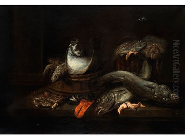 Fischstilleben Oil Painting by Isaac Van Duynen