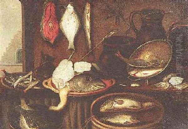 Stilleben Mit Fischen Oil Painting by Isaac Van Duynen