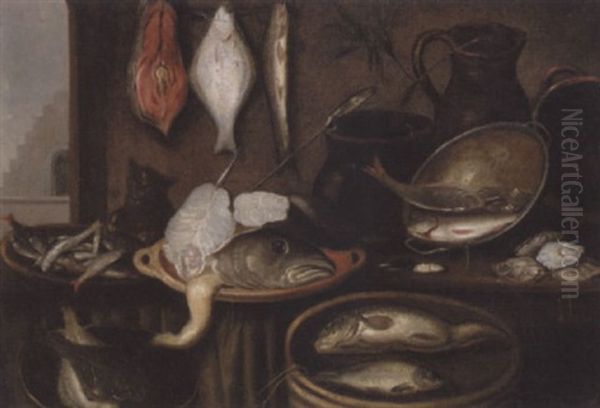 Nature Morte Med Fisk Oil Painting by Isaac Van Duynen