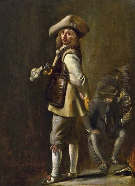 Offizier In Einem Wachlokal, Im Hintergrund Zwei Weitere Soldaten Oil Painting by Willem Cornelisz Duyster