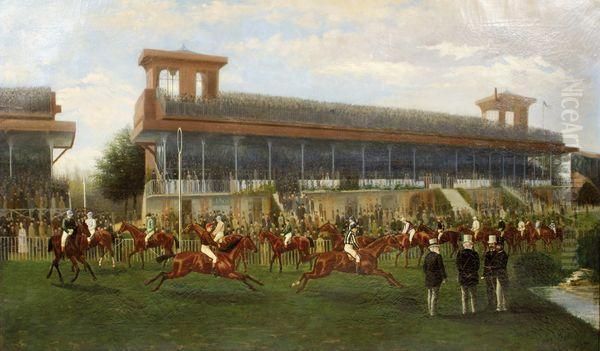 Auteuil, Avant La Course Oil Painting by Geo Arnull