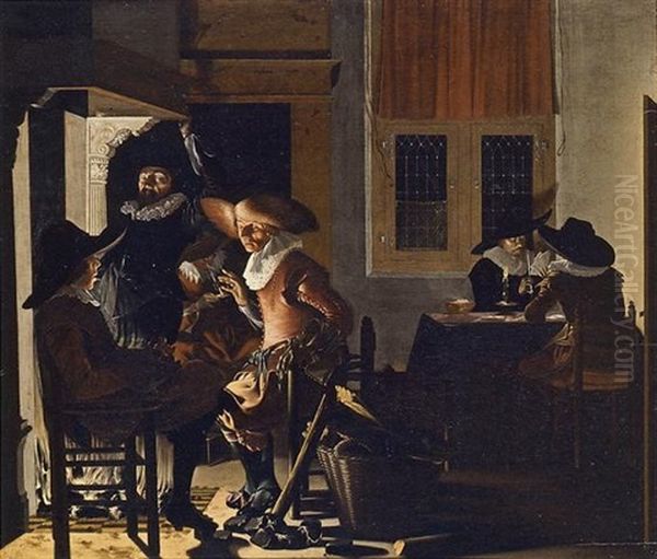 Soldiers In A Guardroom Oil Painting by Willem Cornelisz Duyster