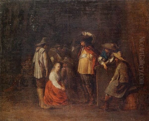 A Guardroom Interior With A Courtesan And Officers by Willem Cornelisz Duyster