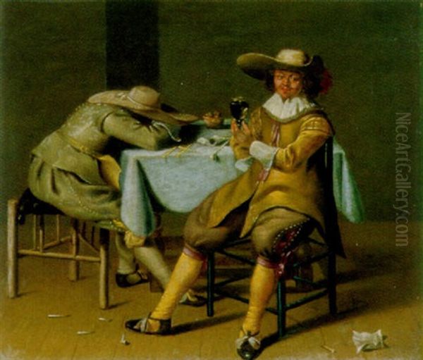 Zwei Junge Manner Am Tisch Oil Painting by Willem Cornelisz Duyster