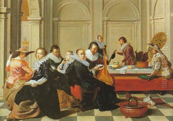 Reunion Musicale Dans Un Interieur Bourgeois Hollandais Oil Painting by Willem Cornelisz Duyster