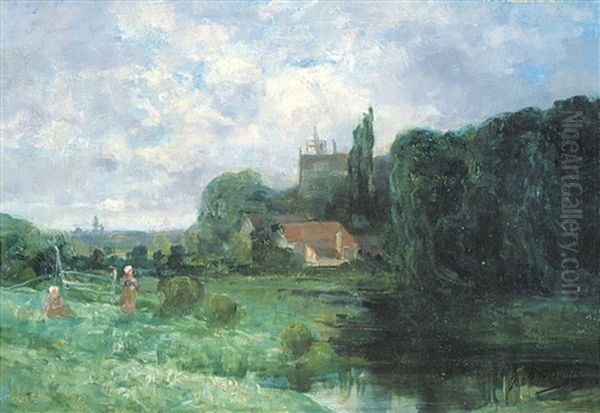 Zomerlandschap Oil Painting by Gustave Den Duyts