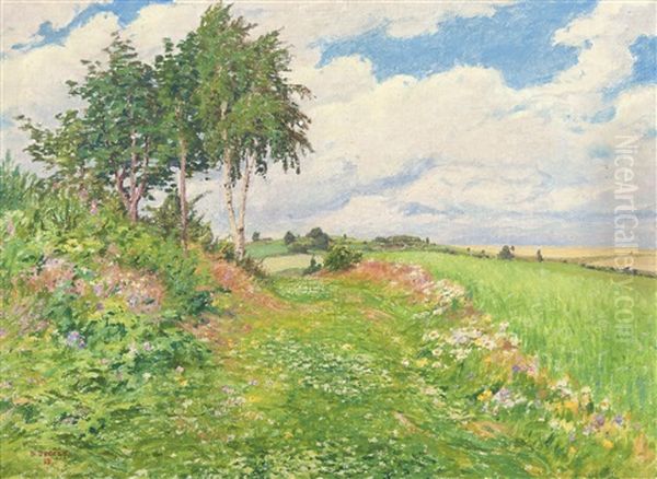 Green Way To Hradisko Oil Painting by Bohuslav Dvorak