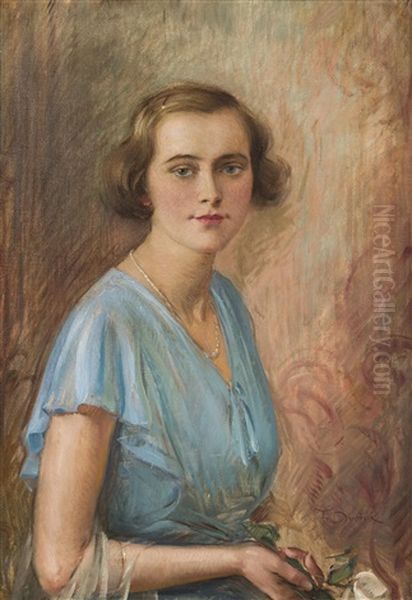 Portrait Of A Lady Oil Painting by Frantisek Dvorak