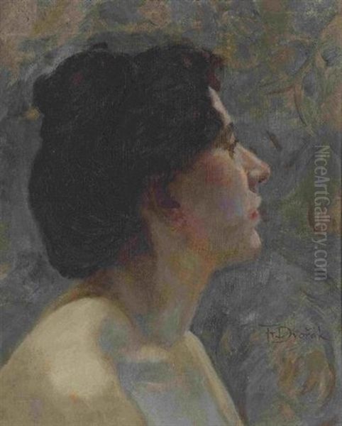 Bildnis Einer Frau Im Profil Oil Painting by Frantisek Dvorak