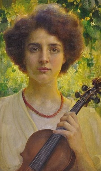 Portret Virtuosky Oil Painting by Frantisek Dvorak