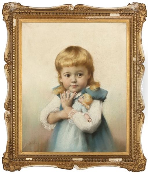 Portrait Of Louise Hill Keith As A Child Oil Painting by Frantisek Dvorak