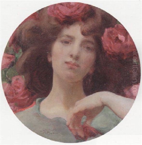 The Rose Maiden Oil Painting by Frantisek Dvorak