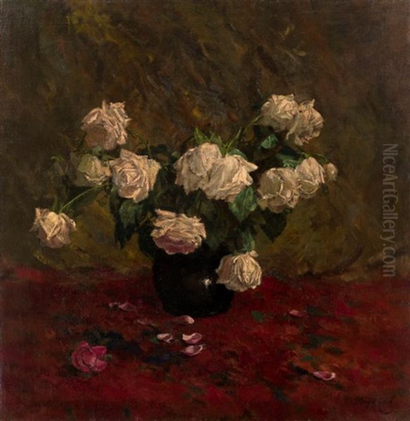 Bouquet Of Roses Oil Painting by Tit Yakovlevich (Yakovich) Dvornikov