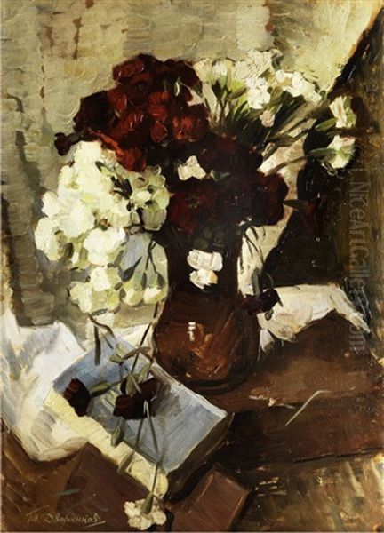 Stillleben Mit Blumen Oil Painting by Tit Yakovlevich (Yakovich) Dvornikov